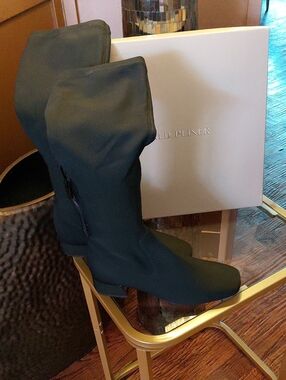 Donald Pliner Black Stretch Knee-High Zip Boots